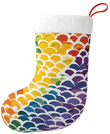 Weihnachten Deko Socken Strumpf WHJSSF Gay Pride Regenbogen Muster Gedruckt Weich und Flauschig für Damen und Herren