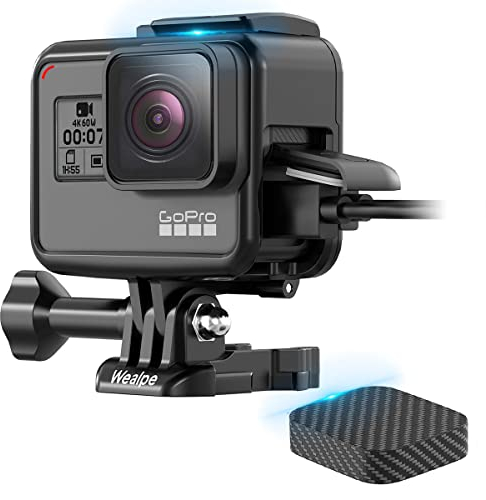 Wealpe Frame Rahmen Gehäuse Schutzgehäuse Rahmenhalterung mit Objektivkappe Kompatibel mit GoPro Hero 7 Schwarz, Silber, Weiß, 6, 5, Hero (2018) Kameras