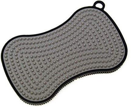 Kochblume Scrubby | Reinigungsschwamm aus Silikon | Premium-Silikon & BPA frei| Hitzebeständig | Spülmaschinenfest | Für leichte und hartnäckige Verschmutzung | Farbe: anthrazit/grau
