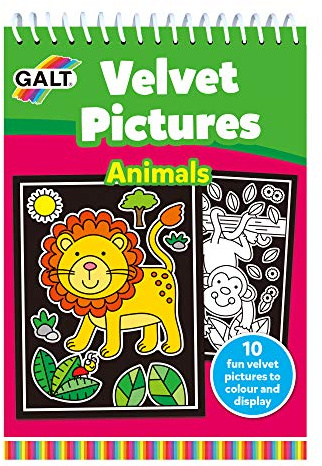 GALT Velvet Pictures, Animals | Multicolour Colouring Books for Children, Ages 4 Years Plus, 14.8 x 21 cm