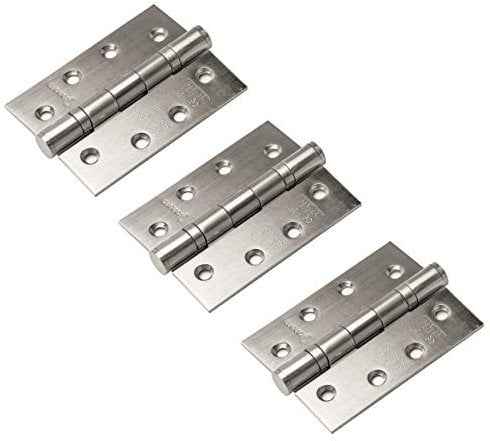 3 Pack of Grade 13 Fire Rated Ball Bearing Door Butt Hinges 4 102mm - Stainless Steel