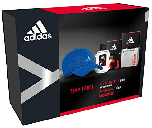 Adidas - Confezione Regalo Team Force: Profumo Uomo 50 ml, Dopobarba 100 ml e Cappello Baseball Blu