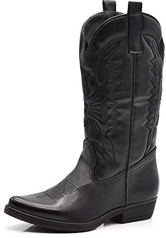 IF Fashion Cowboy Western Scarpe da Donna Stivali Stivaletti Punta Quadrata Camperos Texani Etnici C19004-4 nero N.41
