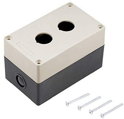 sourcing map Push Button Switch Control Station Box 22mm 2 Button Aperture Light Grey and Black