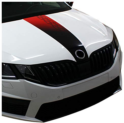 D082 Motorhauben Dekor passgenau Folie Powerdome Aufkleber Design Zubehör Vinyl (Wabenmuster Schwarz Rot)