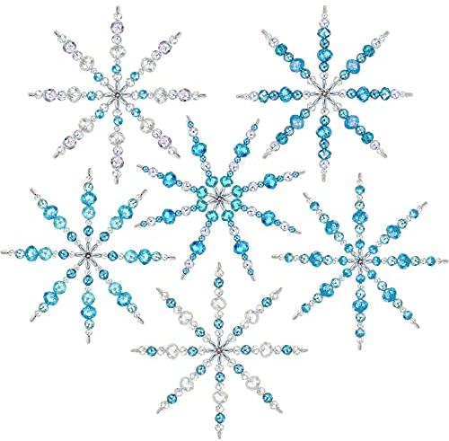 Naler 6 x Perlensterne Bastelset Schneeflocken Weihnachtsdeko zum Selber Basteln mit ca. 400 Stück Perlen für Weihnachten Weihnachtsschmuck