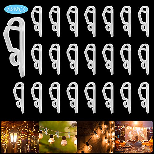 SelfTek 120 Stück Weihnachtslicht Clips für Weihnachtsaußenbeleuchtung Dekoration Mini Dachrinnenhaken für Lichterketten Kunststoff Halterung Haken Lichterkette Befestigung Regenrinne(Weiß)