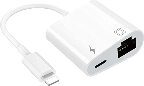 TOP-UP Adaptateur 2 en 1 Lightning vers Ethernet – Adaptateur Lightning vers RJ45 Ethernet LAN avec port de charge, compatible avec iPhone/iPad/iPod, Plug and Play, prend en charge le réseau 100 Mbps