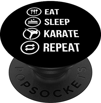 Eat Sleep Karate Repeat Kampfsport Samurai Fighter PopSockets mit austauschbarem PopGrip