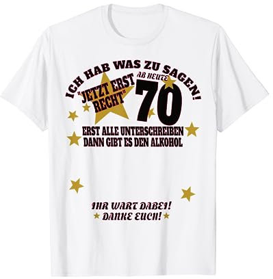 70. Geburtstag Frau und 70. Geburtstag Mann Gästebuch T-Shirt