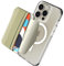 Sinjimoru Magnetischer Handy Kartenhalter für MagSafe mit elastischem Fingerhalter, Handy Kartenetui mit weichem Band kompatibel mit MagSafe Wallet für iPhone 16, 15, 14, 13 & 12 Reihe. M-Band Beige