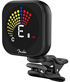Fender Flash 2.0 Rechargeable Clip-On Tuner, 20 Hour Battery Life, LCD Display, Chromatic, Guitar, Bass, Ukulele, Violin, Alternate Open Tunings, Micro USB Cable Included