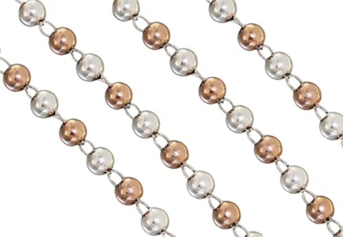 Generisch Hobra-Gold Silberkette 925 Kugelkette bicolor Perlenkette 6 mm Halskette Karabiner Collier