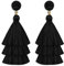Layered Quasten Ohrringe Boho Fransenohringe Thread Tassel Ohrringe Quaste Anhänger Bohemian Ohrringe mit Fransen Schwarz Damen Quastenohrringe