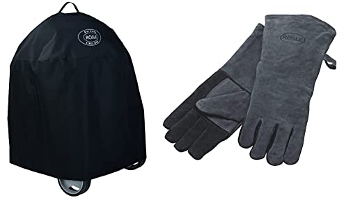 RÖSLE Holzkohle-Kugelgrill Abdeckhaube No.1 F60/F60 AIR/G60, Hochwertige Schutzhülle & Grillhandschuhe, Hochwertige Lederhandschuhe zum Schutz vor Verbrennungen, Universalgröße 24/XL, grau/schwarz