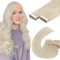 YoungSee Tape Extensions Platinblond Tape Extensions Echthaar Blond 40 cm Echthaar Extensions Tape Seamless Tape in Extensions Echthaar 50g Tape Haarverlangerung Echthaar fur Damen #60A