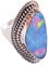 Doppelter Feueropal Edelstein 925 Sterling Silber Lünettenfassung Statement Ring SZ-Q 1/2, Silber Edelstein, Doppelter Feueropal