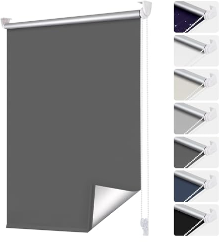 smartdemo Verdunklungsrollo ohne Bohren & mit Bohren, Klemmrollo Fensterrollo Dunkelgrau 120x200cm(BxH), Thermorollo Sichtschutz und Sonnenchutz, Klemmrollo rollos für Fenster & Tür