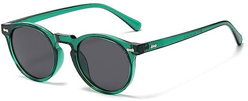 LJCZKA Retro Round Polarized Sunglasses Mens Womens, Vintage Polarised Sunglasses Classic Trendy Shades Unisex UV400 Protection