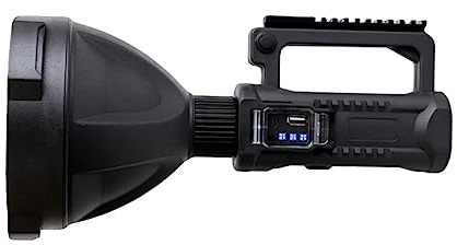 Toddmomy P70 Outdoor Taschenlampe mit 8000mah Akku, Schwarz | USB Laden, Kunststoffgehäuse, Rutschfester Griff, 1 Stück, Tragbare Suchleuchte
