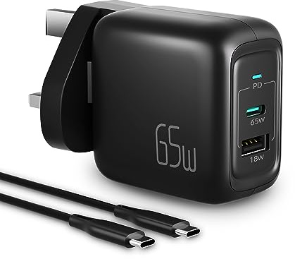 Imuto 65W USB C Charger, PD3.0/QC3.0 Fast Charger 2 Port, GaN Power Adapter For MacBook, iPhone11-15 Series, Dell XPS, Galaxy S23 Ultra, Lenovo, Switch etc (6.5 ft USB-C to C Cable Included)