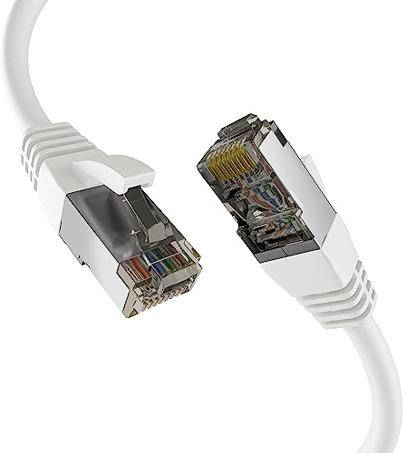 EFB-Elektronik - CAT. 8 Netzwerkkabel bis zu 40 Gbit - 0,5 m LAN Kabel Ethernet Kabel Patchkabel mit Knickschutz - PoE Übertragung von Daten und Strom - RJ45 Anschluss, S/FTP PIMF Schirmung - Weiß