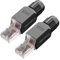 VCELINK KJ22 Conector RJ45 sin Herramienta para Cat6/Cat5E/Cat5 Cable Ethernet - 1000Mbps, Fácil de Instalar, Negro, 2 Unidades