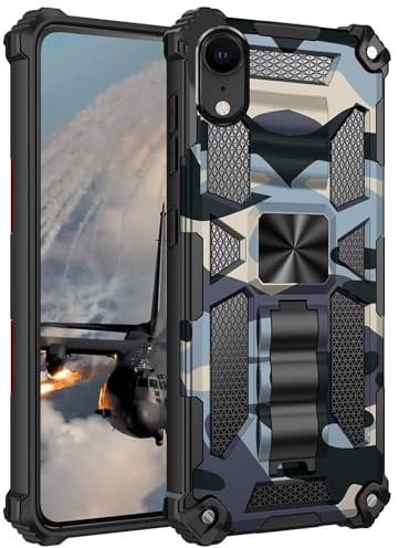GoodcAcy iPhone XR Defender Series Case Stand - Navy Blue, Rugged & Durable,Military Grade Drop Protection Full Body Rugged Heavy Duty Case 2 in 1 Protective Cover