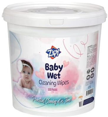 ZIPY Eimer Baby Feuchttücher Bio-Baumwollfasern mit Aloe Vera – 550 Stück (22 x 22 CM)