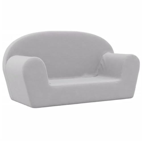 vidaXL Divano per Bambini a 2 Posti Grigio Chiaro in Morbido Peluche