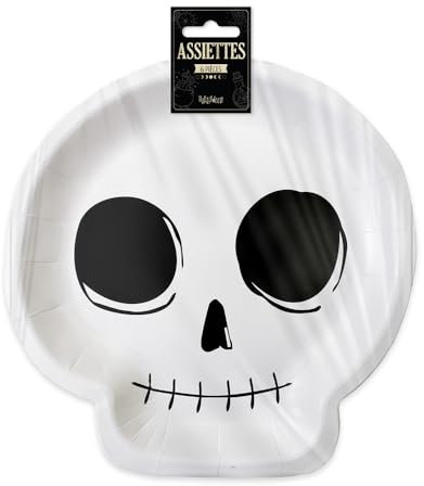 STC Pack 6 assiettes halloween tete de mort
