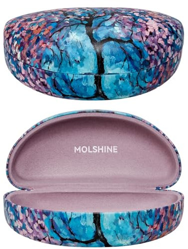molshine Hartschalen-Sonnenbrillenetui, großes Brillenetui für Damen und Herren,übergroße Sonnenbrillen (Kirschblüten)