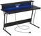 VASAGLE Gaming Desk with LED Lights and Built-In Power Outlets, Computer Desk with Monitor Shelf, Gaming Table for 2 Monitors, Office Desk, for Bedroom, 55 x 135 x 76 cm, Ebony Black LWD118B01