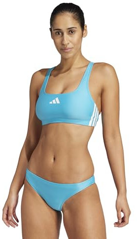 adidas Damen 3-Stripes V-Back Bikini-Set, Lucid Cyan/Weiß, 18
