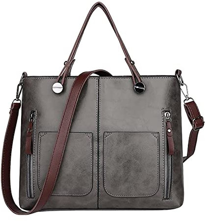 Taschen Organisator Shopper Damentasche kann schräg sein, Tasche kann Handtasche sein, Santed-Handtasche, modische Ledertasche Zirkeltraining Taschen Damen (Grey, One Size)