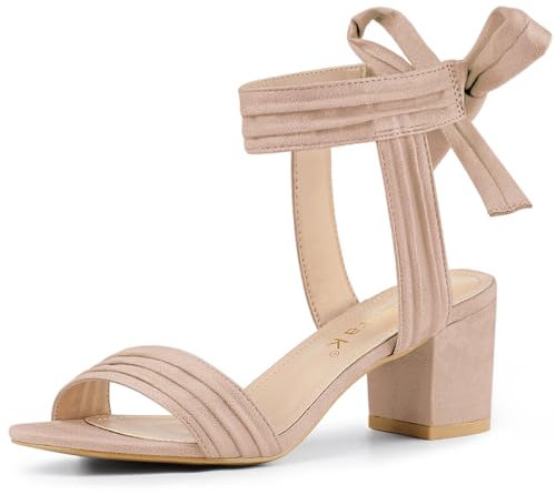 Allegra K Sandales à Talon carré avec nœud dans Le Dos pour Femmes Rose poussiéreux 37