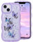 ROSEHUI for iPhone 15 Case，Cute Butterfly Curly Wave Phone Case with Sparkly Glitter Bling Star，Clear Anti-Yellowing Camera Protection Soft TPU Shockproof Protective Cover for Girls-Purple