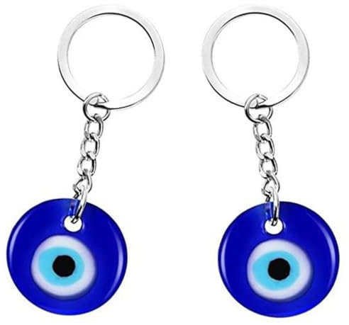 BOBOZHONG Evil Eye Schlüsselanhänger,2 Stücke Türkisch Blau Böses Auge Schlüsselbund Reize Amulett Charm Anhänger für Glücksschutz,Good Luck Schlüsselbund Geschenk