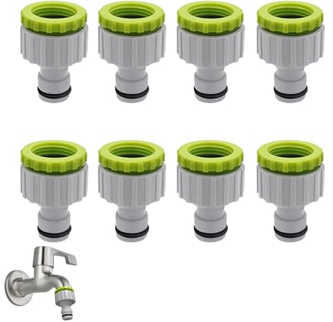 Luckwaii Connettore per rubinetto, connettore per tubo in plastica 1/2 pollici, 3/4 pollici, 2 in 1, set di connettori per tubo da giardino, connettore per rubinetto/tubo dell'acqua