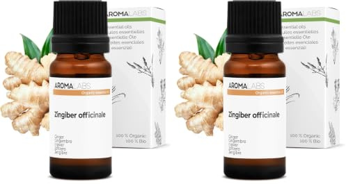 BIO - Ginger Essential Oil - 10mL - 100% Pure, Natural, Chemotyped and AB Certified - Aroma Labs (French Brand) (Pack of 2)
