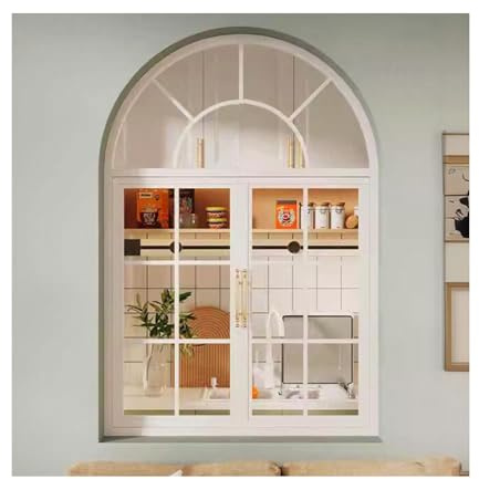 LVLDAWA Bündig Montierte Bogenfenster Für Schuppen Schiebefenster Für Haushalt Mit Griffen, Horizontale Schiebefenster Mit Gehärtetem Glas Restaurant, Badezimmer(Weiß,60X100CM)