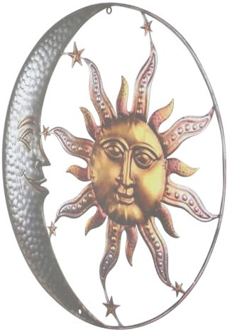 SEWOART Wanddeko Sonne aus Metall für Wand und Garten, Mondmotiv
