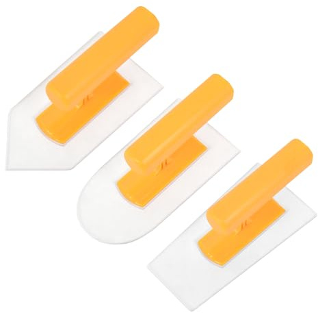 Nichiyo Plastic Trowel Kit Round&Square&Tipped End Finishing Trowels 3 Piece Small Lightweight Finishing Plastic Trowel Suitable for Scrape, Plastering and Paint Walls(D1608YTZ-1)