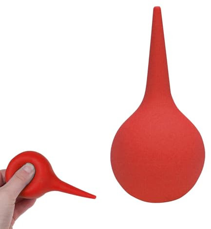 1 Piezas de Goma Soplando Bola, Bulbo de Jeringa para Eliminar Tapones de Oídos, Bolas de Lavado de Orejas, Limpiador de Oídos Adultos y Niños, Eliminación de Cerumen, Oídos para Limpieza Suave,Rojo