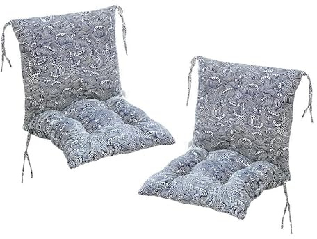 2 Stück Stuhlkissen mit Rückenteil Sitz, Rückenkissen mit Bänder, Niedriglehner Auflage Polsterauflage Gartenstuhl für Stühle/Bänke in Haus und Garten Sitzkisse (40X80cm)
