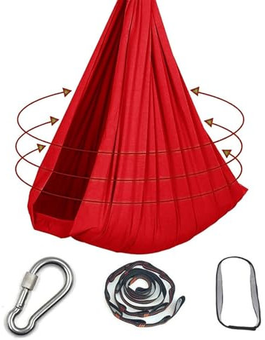 Generisch Sensory Swing, Therapieschaukel,Hängematte Hängesessel, Nylon Yoga Tuch Zum Aufhängen, Yoga Hängematte, Schaukeltuch,Sensorischer Sack(Rot)
