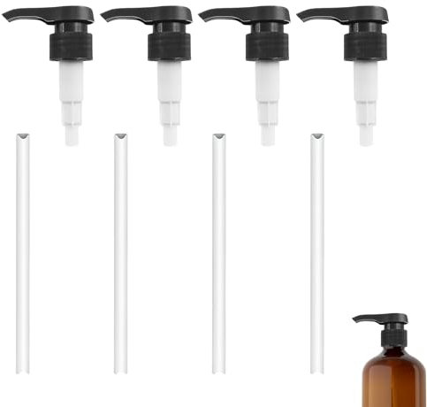 Lot de 4 distributeurs de sirop à pompe à sirop, pompe doseuse de 5 l, distributeur pour pompe Monin 1 l, réutilisables, bouteilles à remplir, distributeur de savon, pompe de rechange, distributeur de