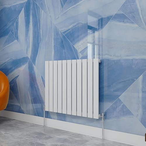 White Designer Radiator Horizontal 600×748mm Single Flat Panel - Wall/Floor Mounted for Modern Multi-Scene & Central Heating