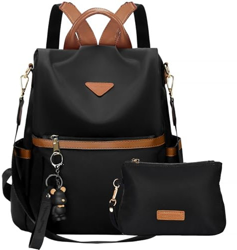 Leathario Rucksakck Damen klein,Diebstahlsicher Cityrucksack,PX4 Wasserdichtere Rucksackhandtasche,Eleganter Tagesrucksack für Büro,Pendeln,Arbeit,Backpack Women für Reisen,Einkaufen,Schwarz