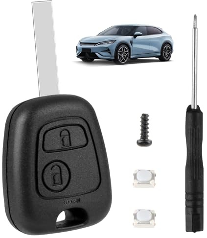 Carcasa Llave para Peugeot 206 207 306 307 Citroën C3 C2 C1 sin Espadin | Carcasa Llave para Peugeot 106 107 406 407 Citroën C4 C5 C6, Carcasa Mando a Distancia Llaves Coche 2 Botones Funda Repuesto